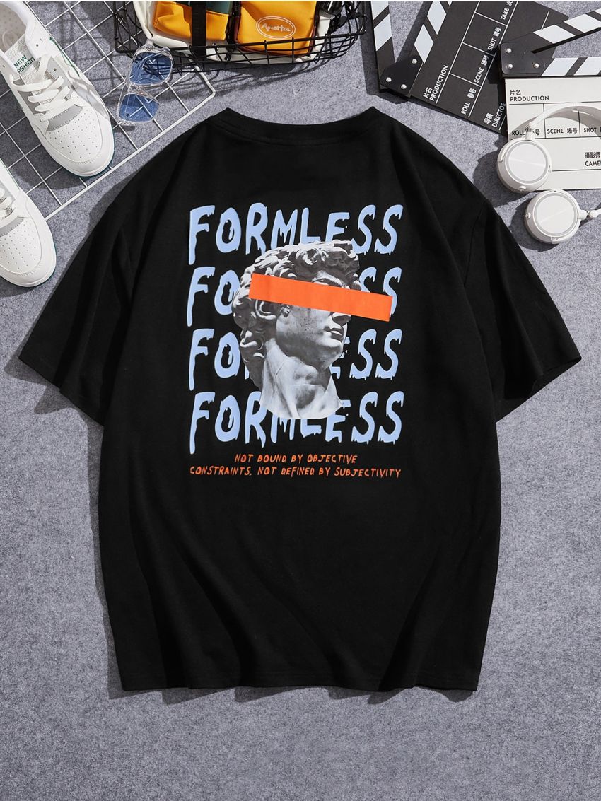 Manfinity Men Slogan & Figure Graphic Tee