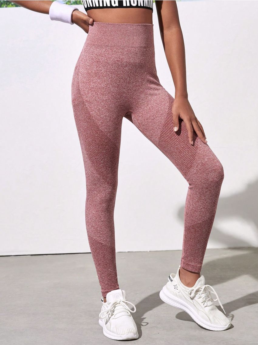 Tween Girls' Sports Brick Red Leggings, Suitable For Outdoor Sports, Fitness, Yoga And Aerobics