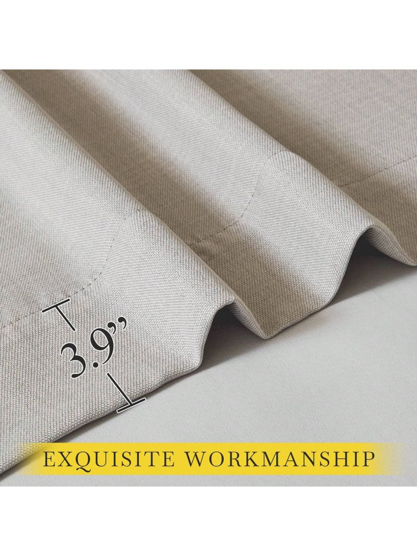 NICETOWN 2 Panels Faux Linen Curtains 96 inches Long, Pinch Pleated Curtains Room Darkening Window Drapes Thermal Insulated Light/Noise Blocking for Living Room/Bedroom, Angora, W50 x L96