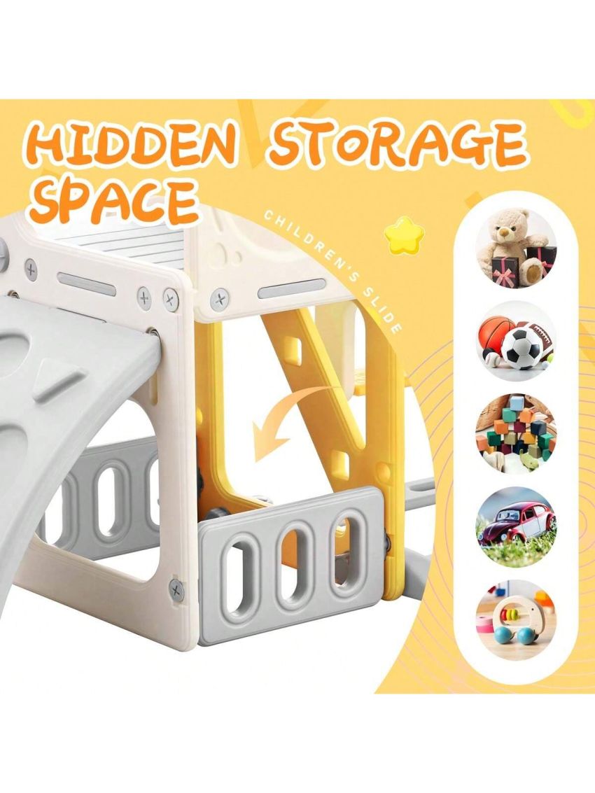 Merax Toddler Slide and Swing Set 5 in 1, Kids Playground Climber Slide Playset with Basketball Hoop Freestanding Combination for Babies Indoor & Outdoor