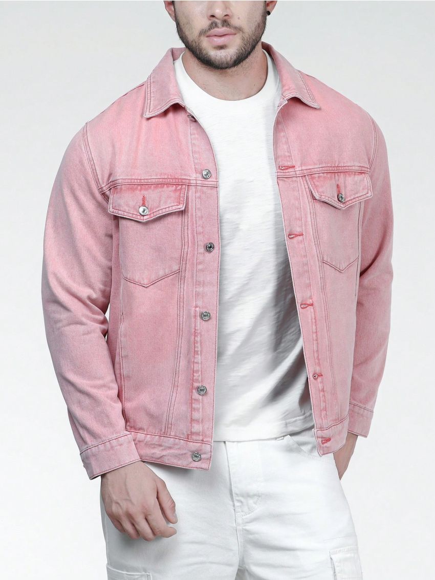 Men Plus Flap Pocket Denim Jacket