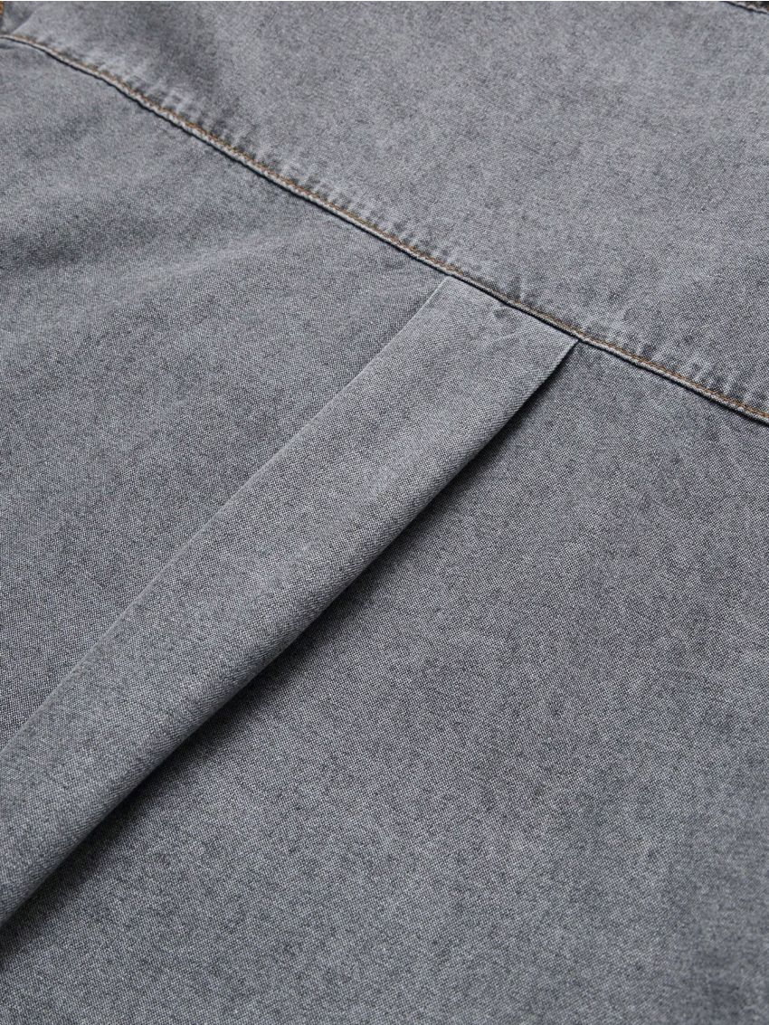 Men Plus Flap Pocket Denim Shirt Without Tee