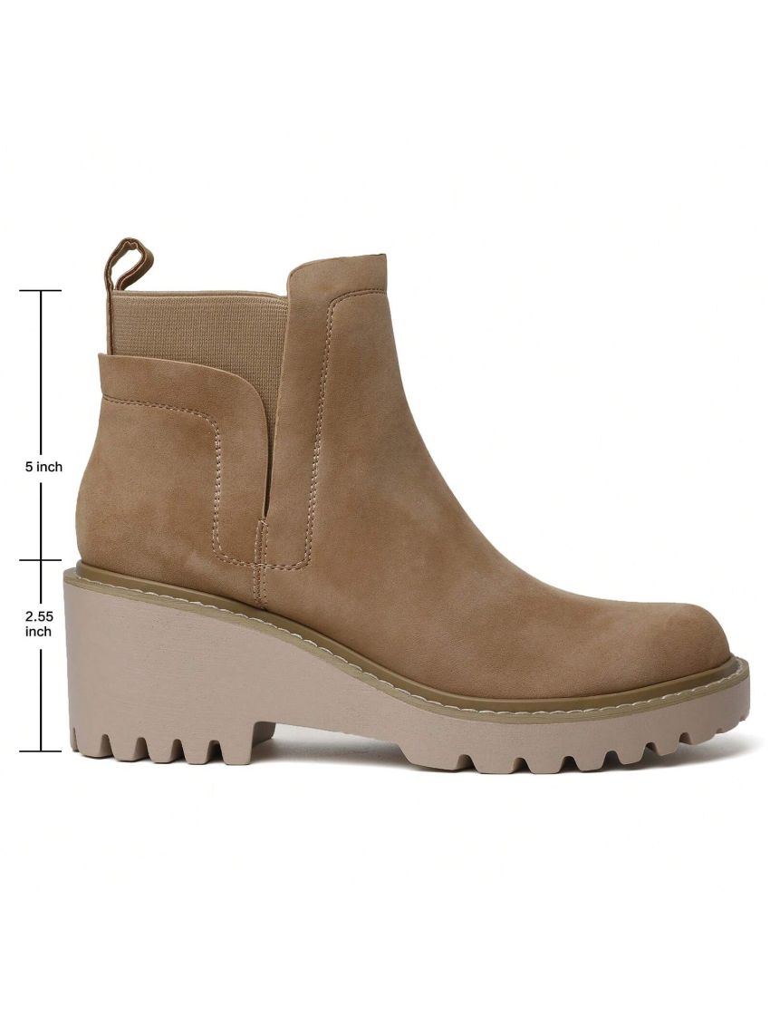 Chelsea Boots for Women Wedges Ankle Boots Platform Lug Sole Boots Slip on Elastic Fall Boots Chunky Block Booties