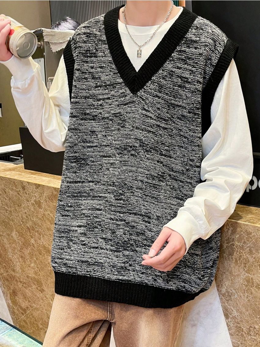 Men's Contrast Trim Sweater Vest
