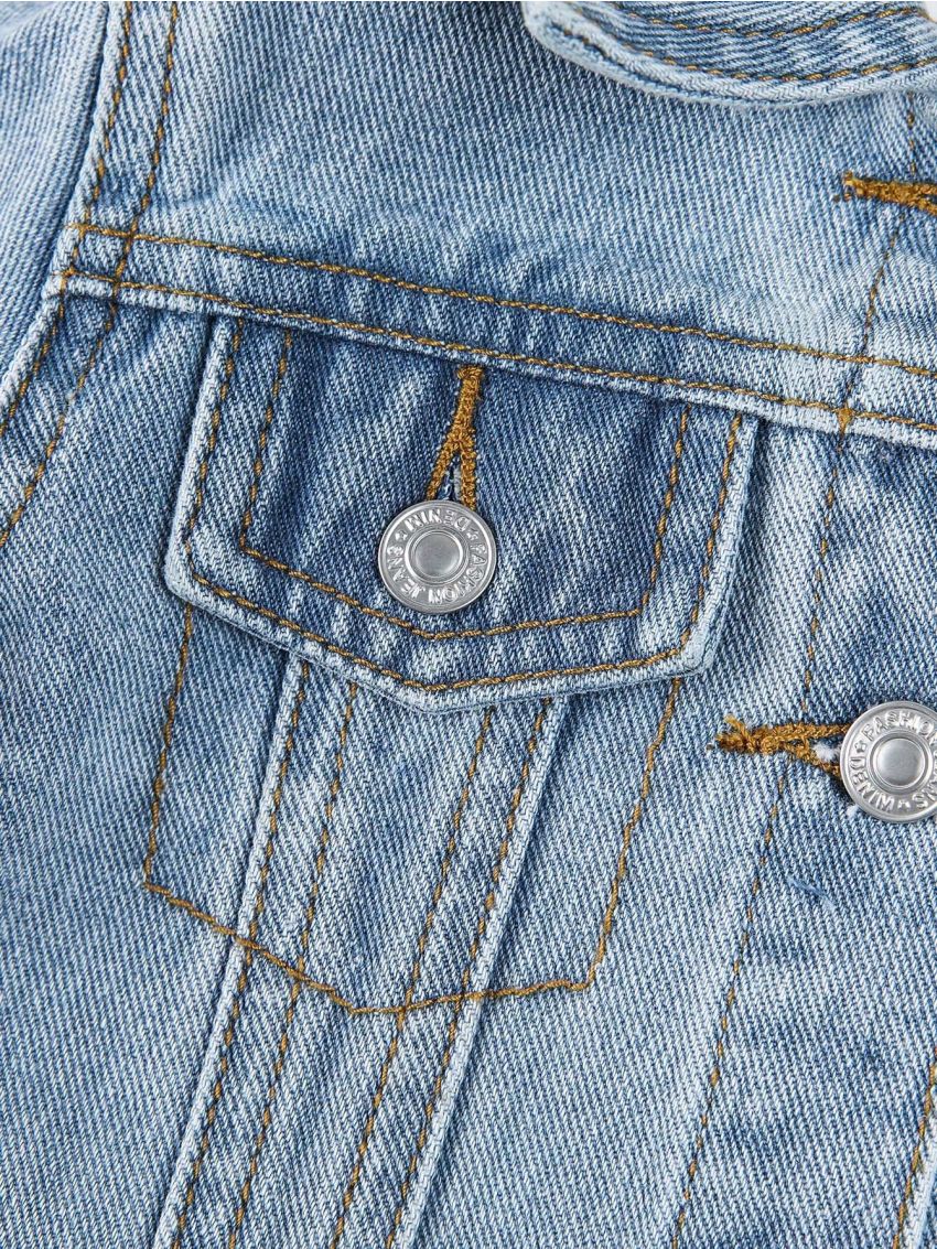 Baby Girl Letter & Heart Print Denim Jacket