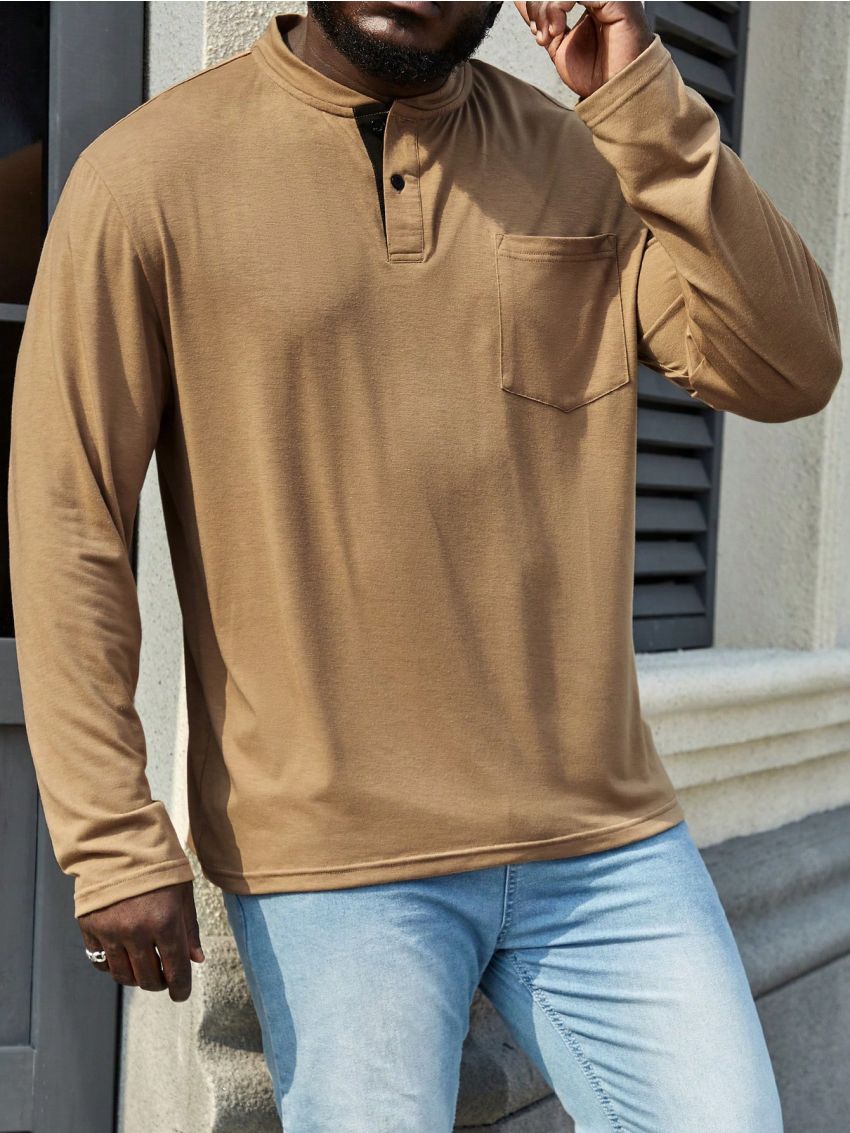 Men'S Plus Size Long Sleeve Polo Shirt