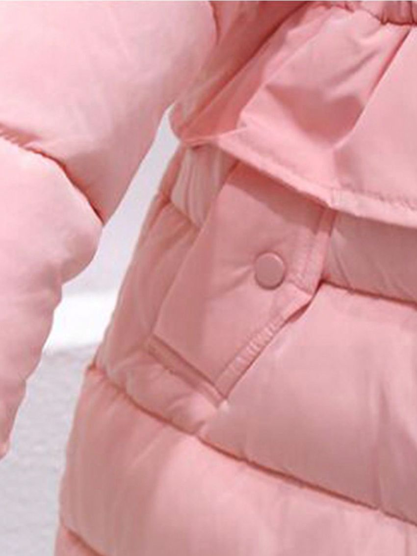 Tween Girl Fuzzy Trim Hooded Puffer Coat