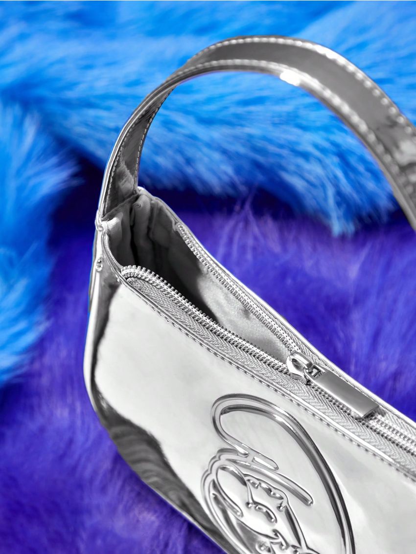 SHEIN X The Smurfs Sheinx X Smurfs Collaboration Silver Lady Handbag / Clutch Bag With Zipper