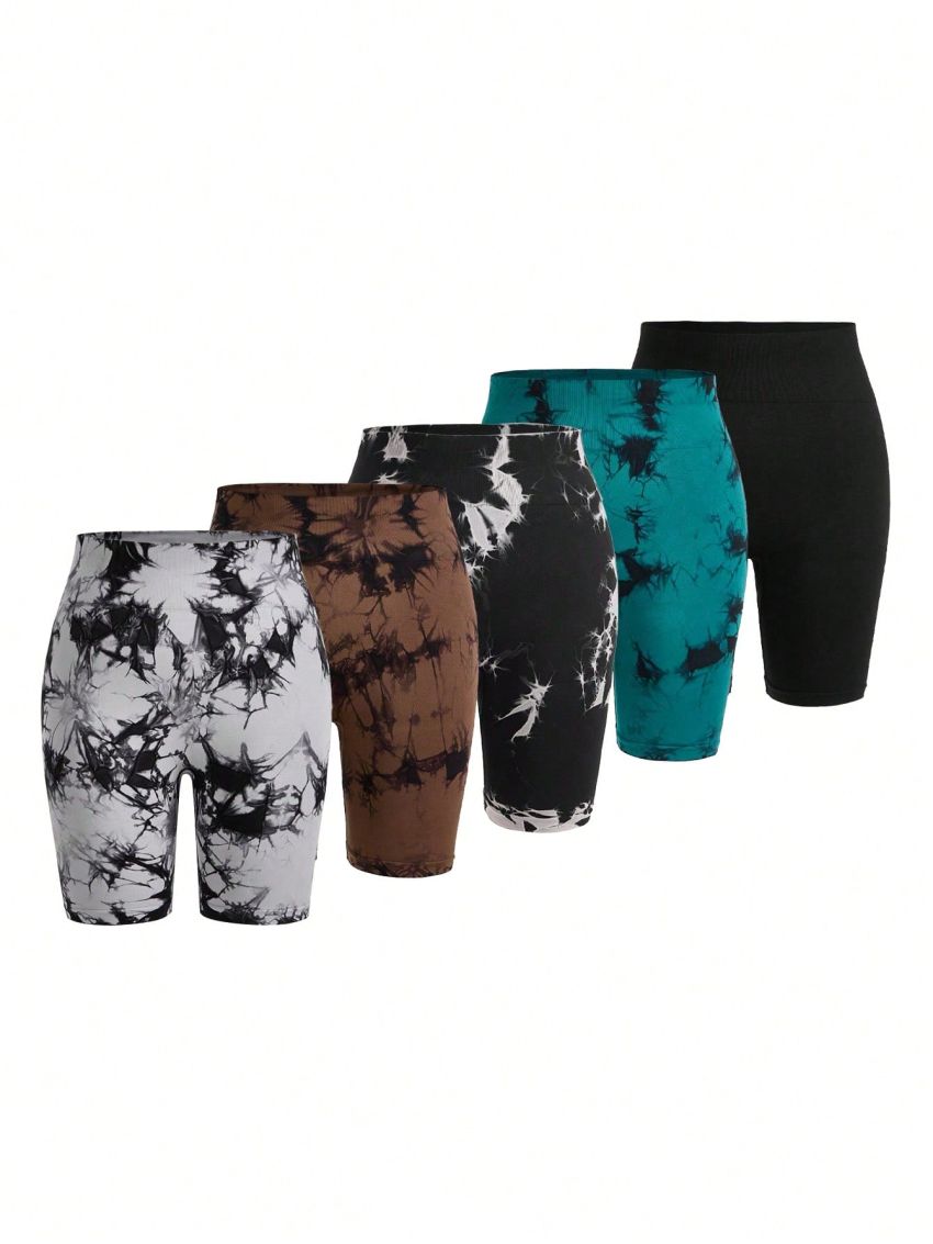 Yoga Basic Plus Size Tie-Dye Sports Shorts