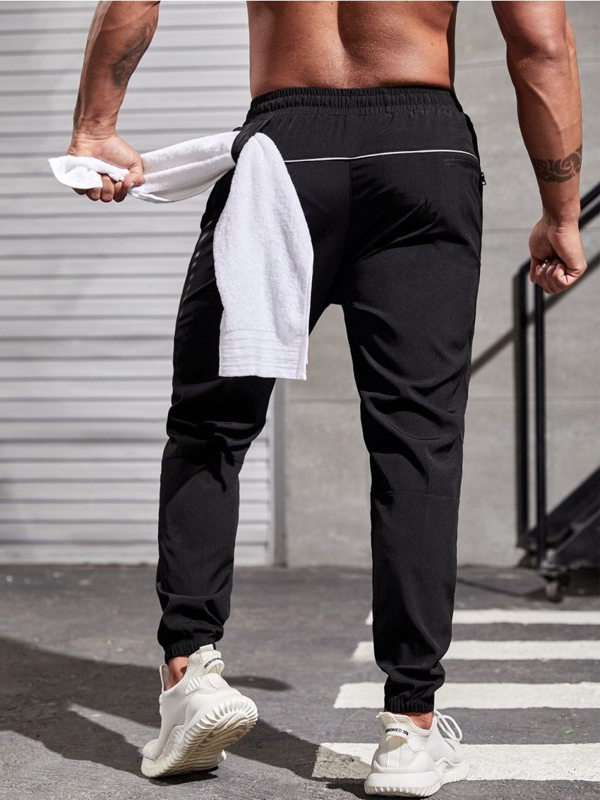 Daily&Casual Men Drawstring Waist Sports Pants & Towel Loop