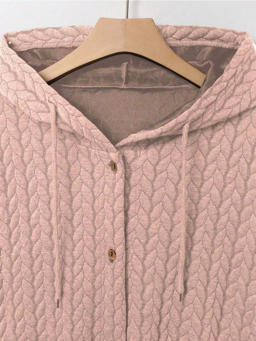 Plus Size Women'S Hooded Coat With Wheat Texture