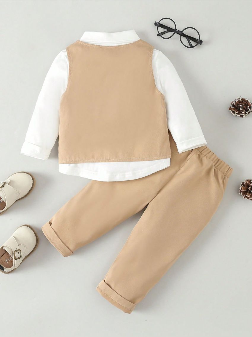Baby Boys' Vest And Pants Suit, 2pcs/set (shirt Not Included)