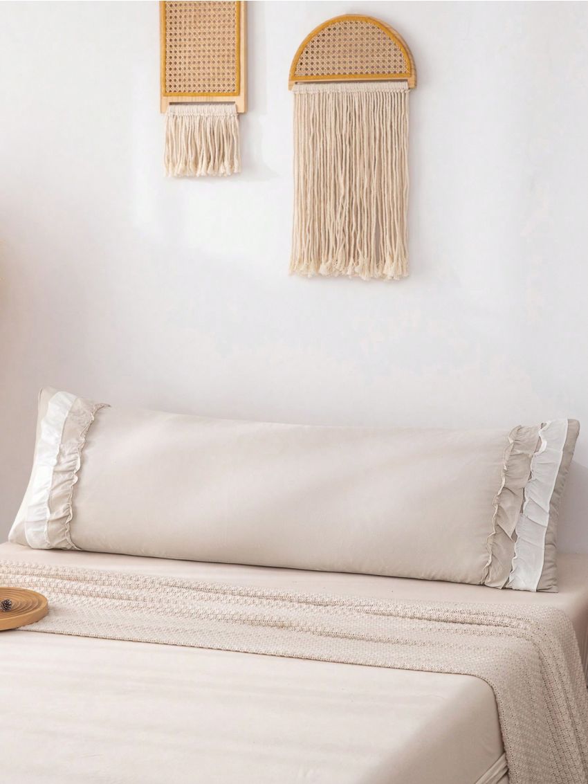 1pc Double-Layer Ruffle Edge Polyester Bedside Cushion