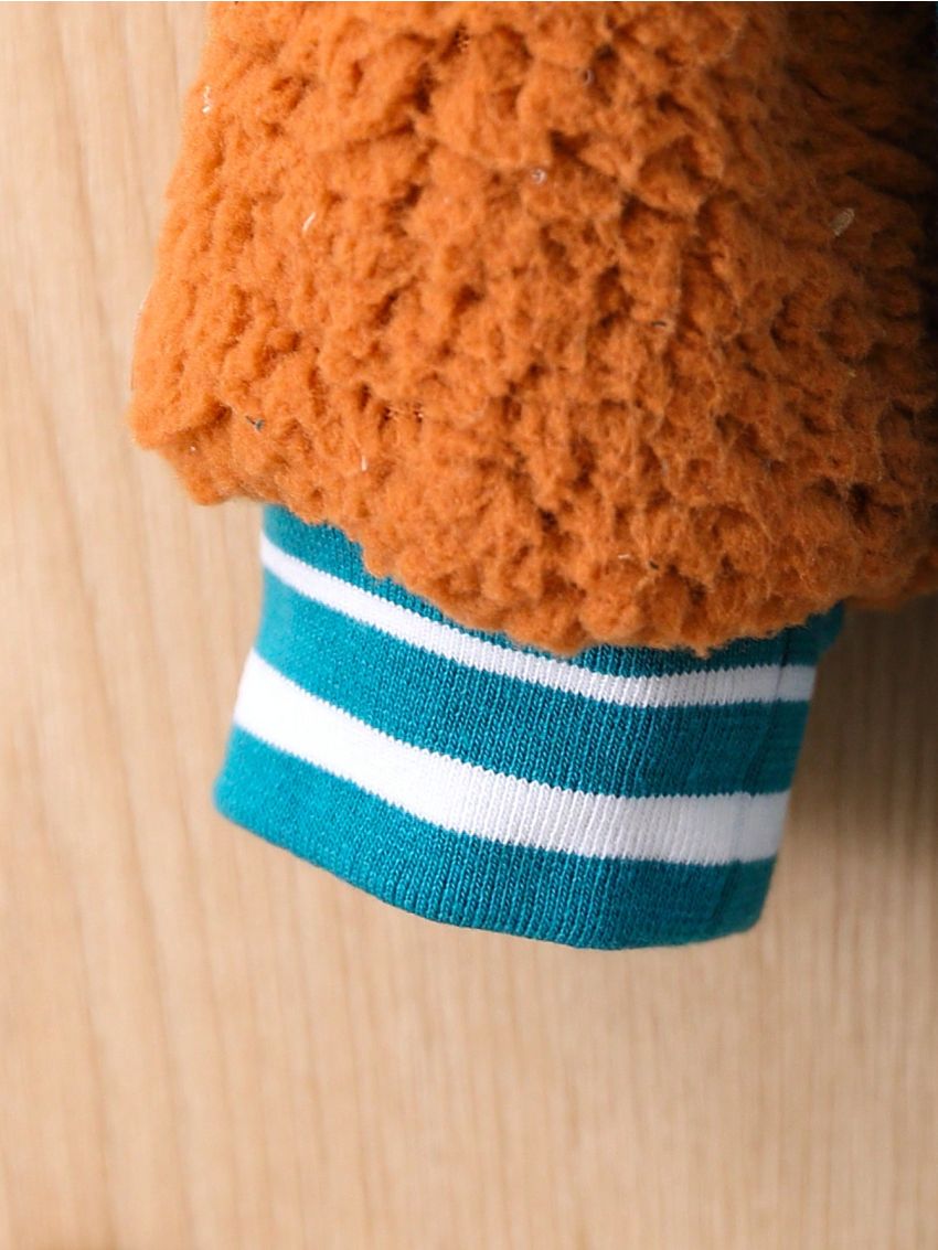 Baby Boys' Teddy Applique College Style Jacket And Long Pants Outfits