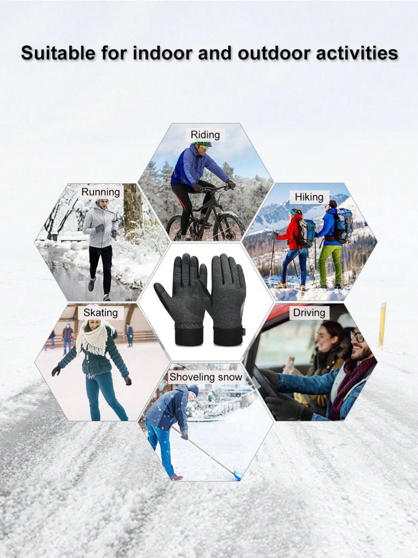 ATARNI Winter Warm Splash-proof Windtight Sports Gloves for Men Anti-slip Gloves Touch Screen Gloves with Reflective Printing for Hiking, Running, Riding, Walking dogs
