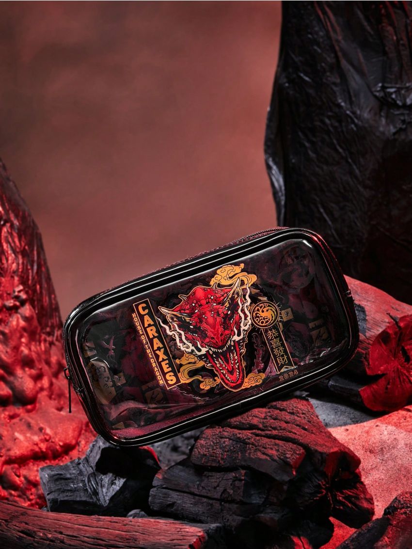 HOUSE OF THE DRAGON X SHEIN Dragon Family Collaboration Black Semi-transparent Portable Cosmetic Bag