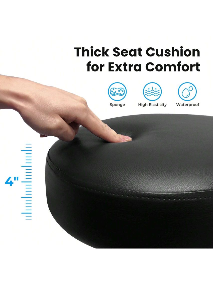 SUPERJARE Drafting Chair with Back, Adjustable Foot Rest Rolling Stool, Thick Seat Cushion for Home