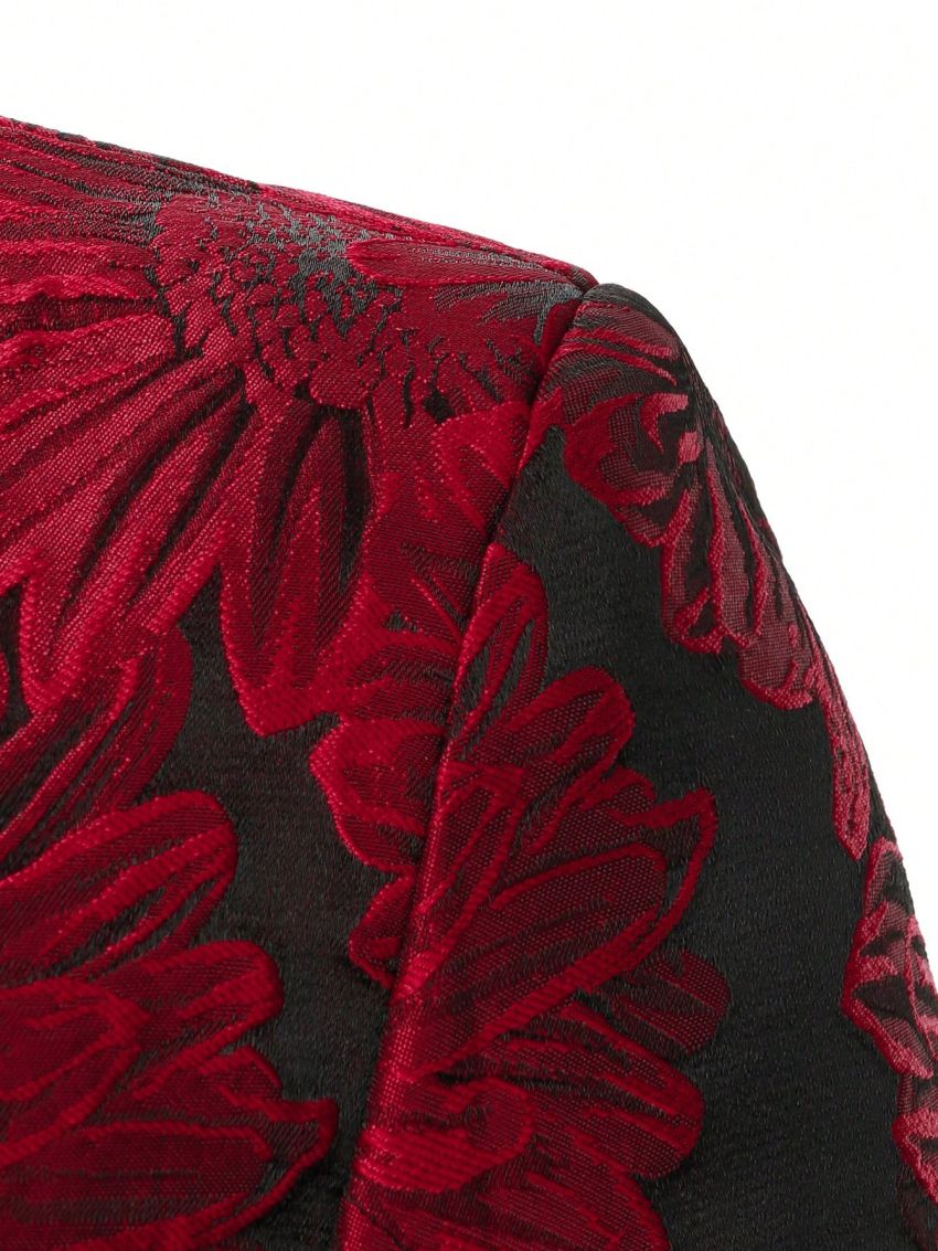 Manfinity Men's Elegant Red Printed Suit