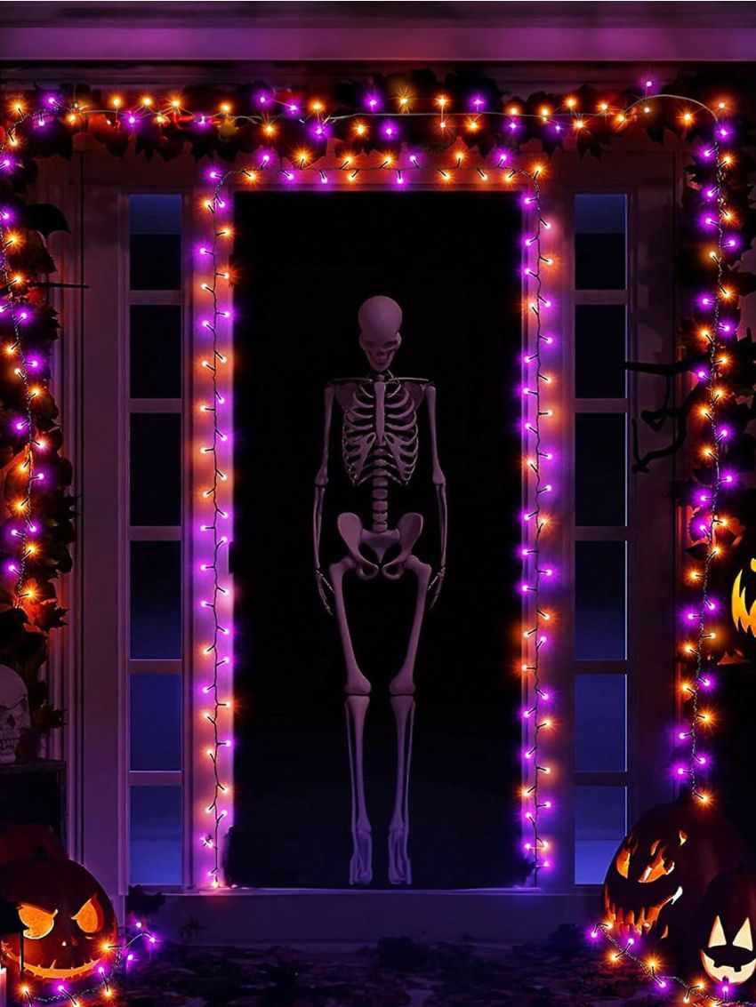 1PC, Halloween Solar Star Light String, (orange+purple), Outdoor Light String Rainproof And Without Electricity, Indoor Courtyard Garden Christmas Party Decoration, 32.8ft/10 Meters, 100 Lights