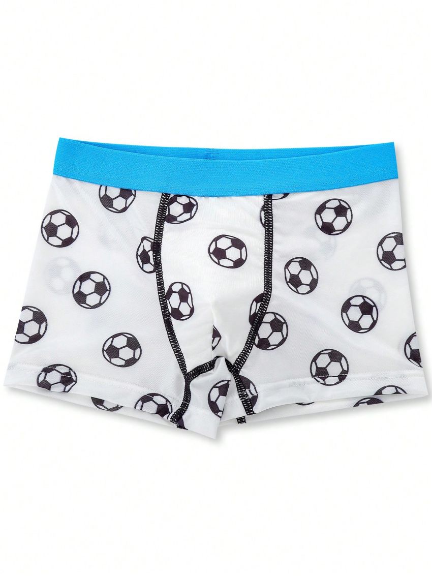 5pcs Football Printed Seamless Boxer Briefs For Tween Boys