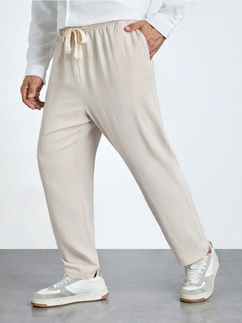 SHEIN Extended Sizes Men Plus Drawstring Waist Slant Pocket Pants