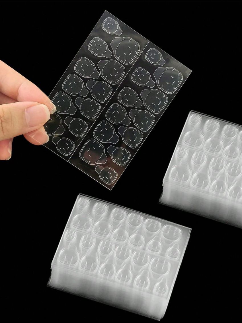 50 Sheets/1200pcs Super Sticky Jelly Glue Nail Stickers, No Trace, Ultra Thin, Waterproof