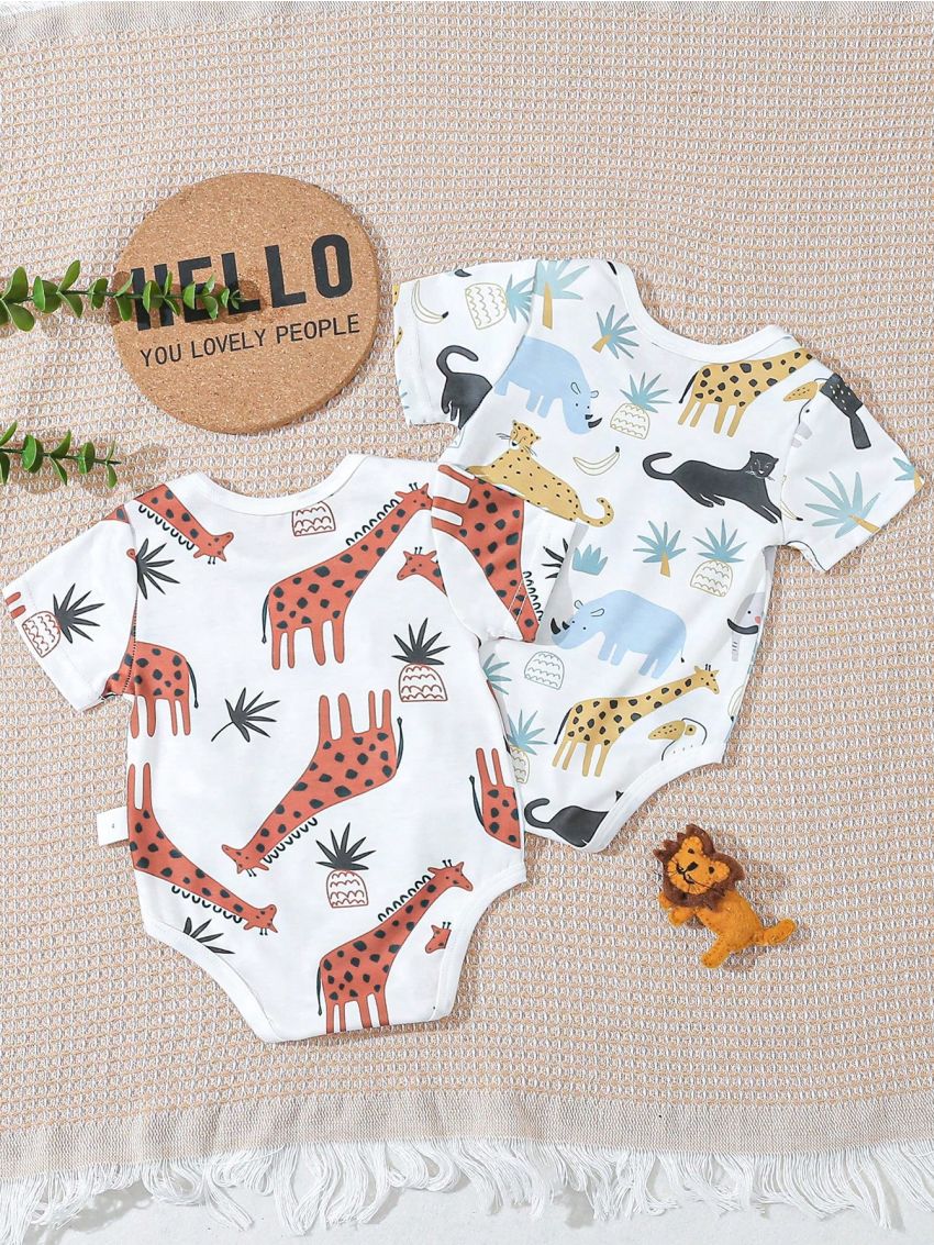Baby Boy 2pcs Summer Cute Printed Bodysuit