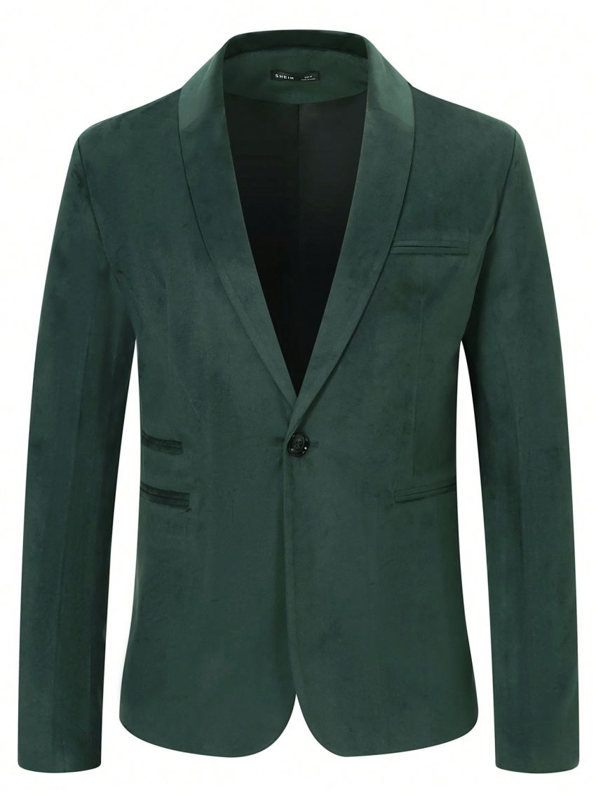 Men Shawl Collar Single Button Blazer