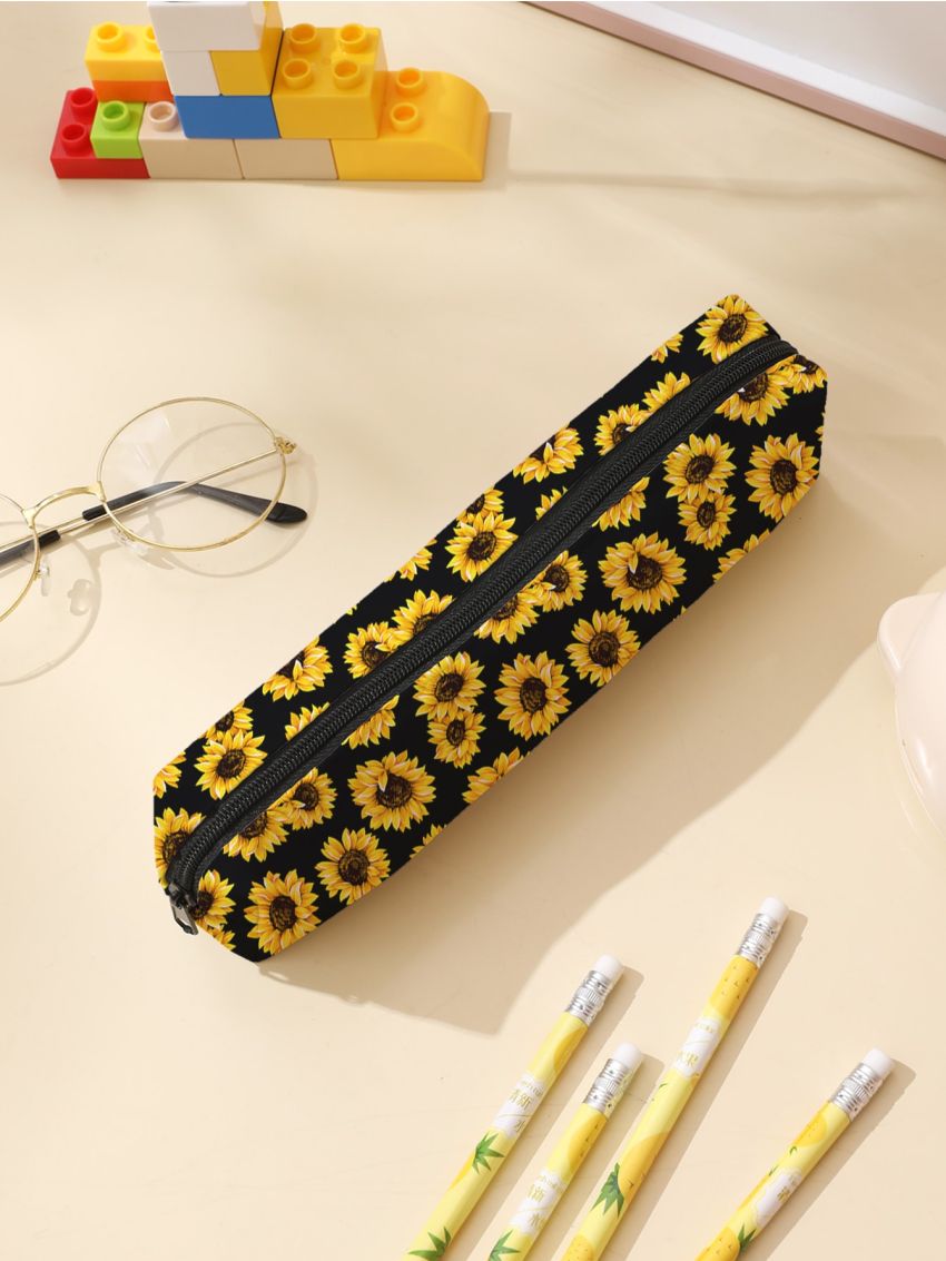 Sunflower Print Pencil Bag