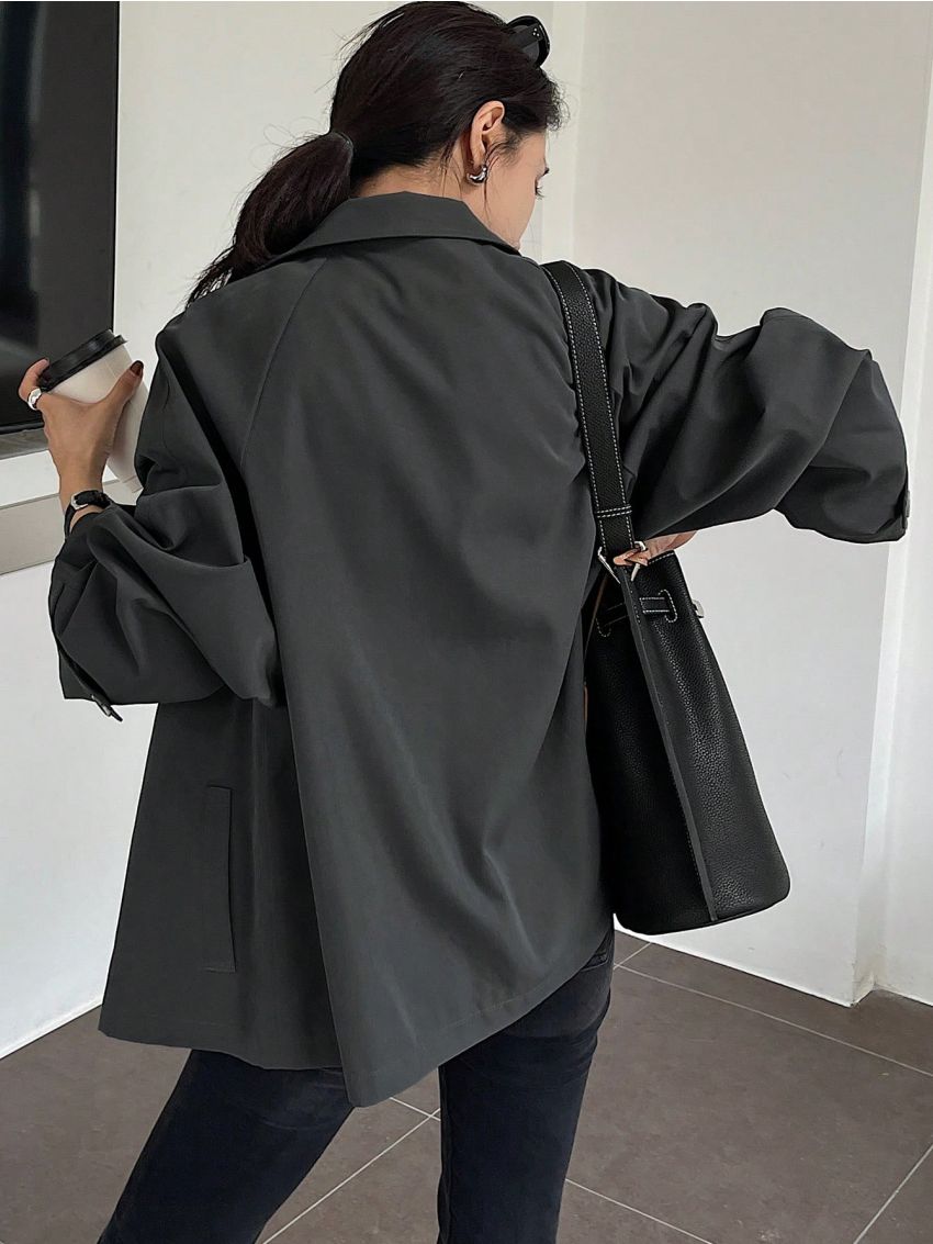 DAZY Women's Double Breasted Short Trench Coat