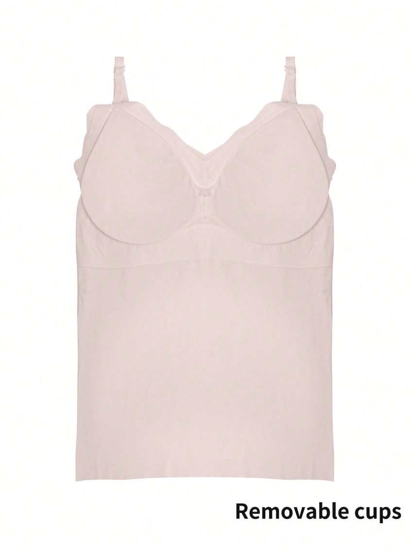 Women'S Shell-Trimmed Basic Camisole Top With Removable Breast Pads