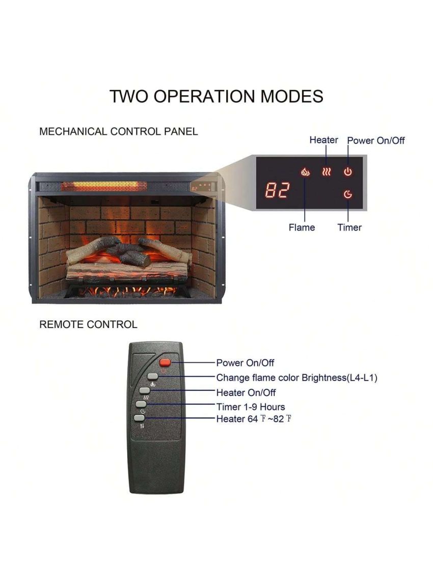 60 Inch Electric Fireplace Entertainment Center With Door Sensor-Jasmine white color