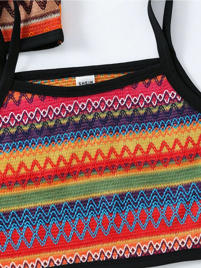 Big Girl 2pcs Geometric Pattern Camisole Underwear