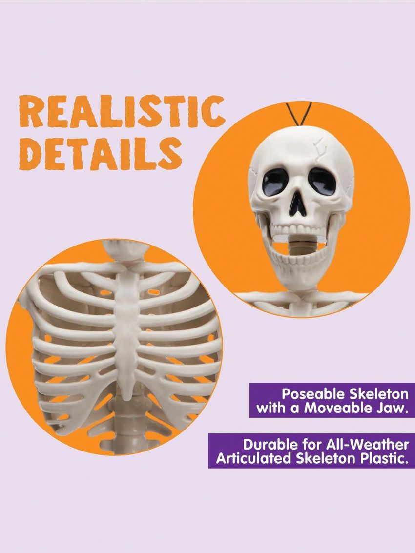 JOYIN 10 PCS 16 Inches Halloween Hanging Skeletons Full Body Skeletons Realistic Human Plastic Bones with Posable Joints for Halloween Indoor Outdoor Party Decor, Graveyard Decorations