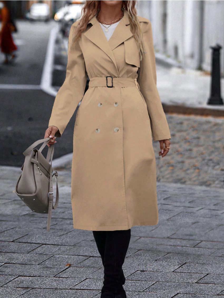 SHEIN Frenchy Double Breasted Belted Trench Coat