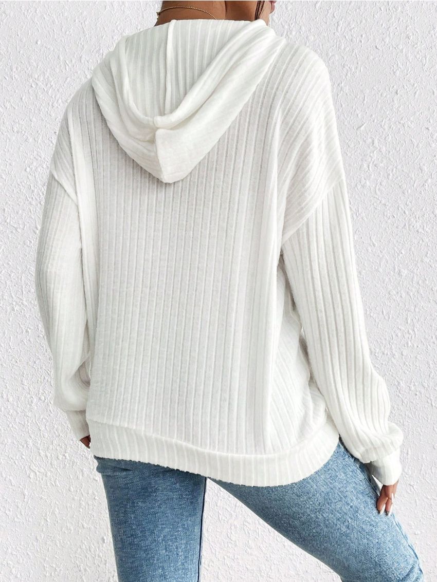 SHEIN Frenchy Kangaroo Pocket Drop Shoulder Drawstring Hoodie