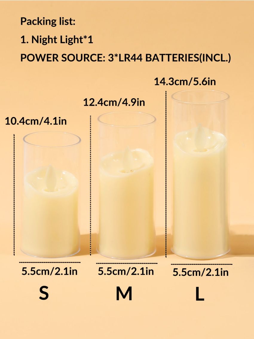 1pc LED Flameless Candle, Candle Shaped Decorative Night Light For Home Decor