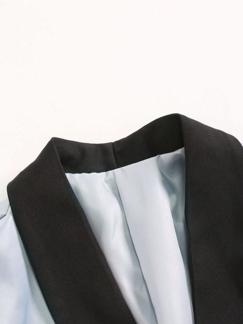 Men's Color Block Suit With Mandarin Collar And Trousers