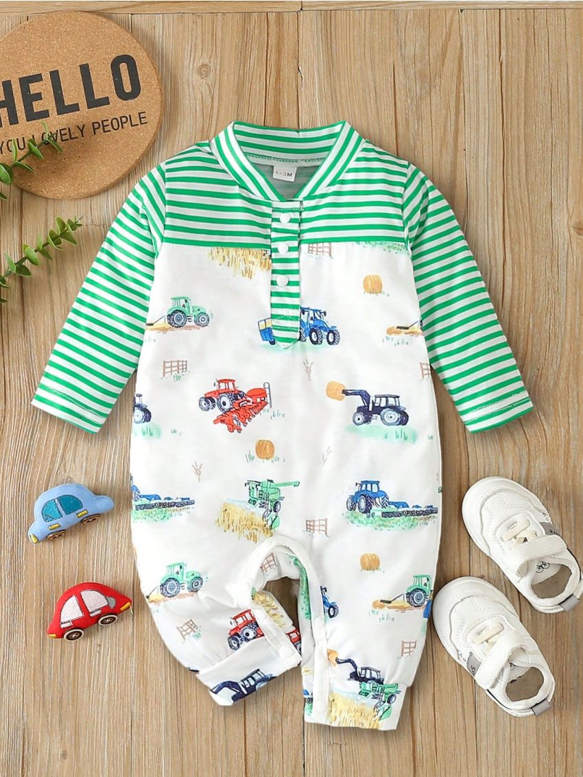 Boys' Overalls With Agricultural Vehicle Prints