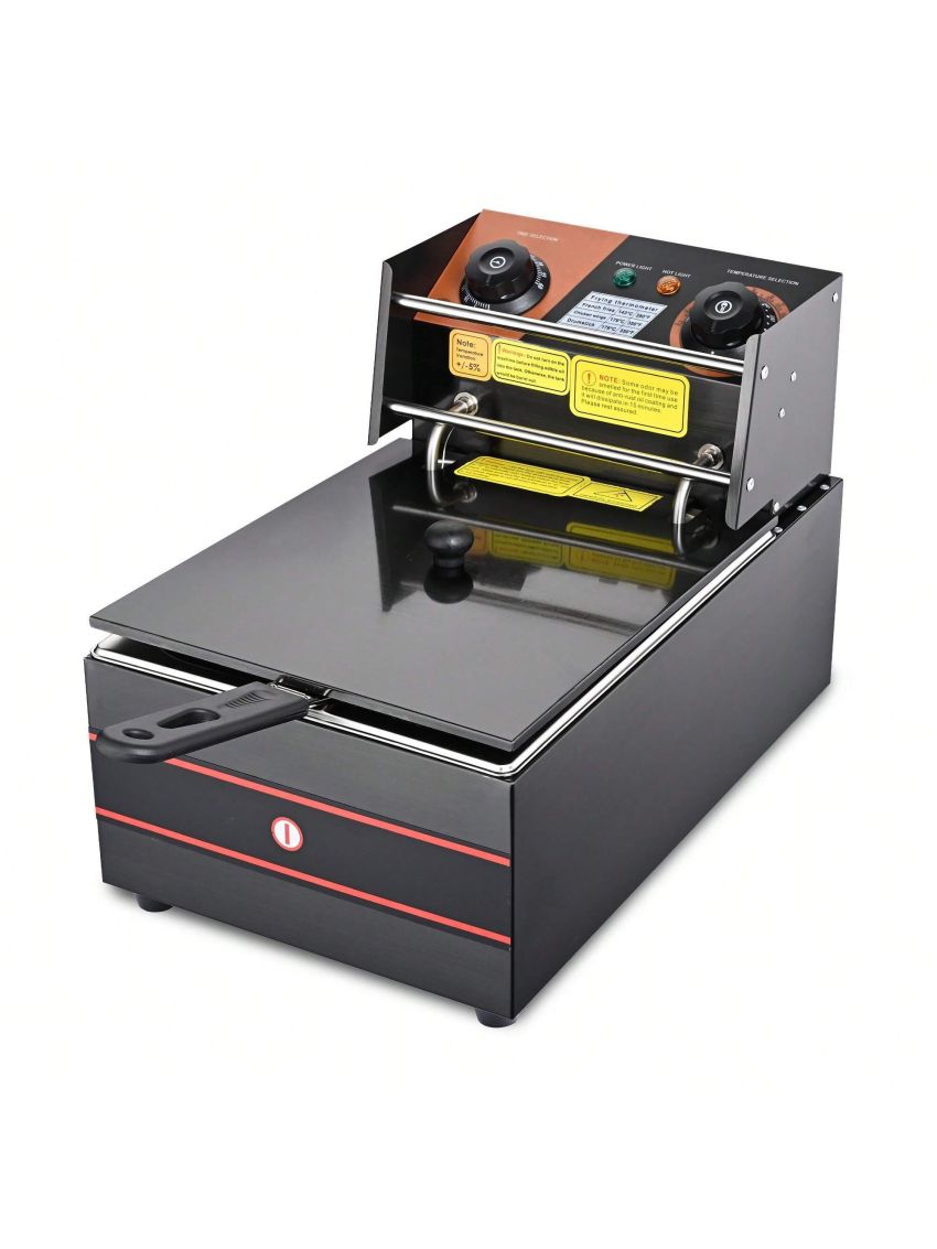 Electric Deep Fryer Countertop Deep Fryer with Basket and Lid,Stainless Steel Single Tank Fryer for Home Use Easy to Clean Oil Fryers