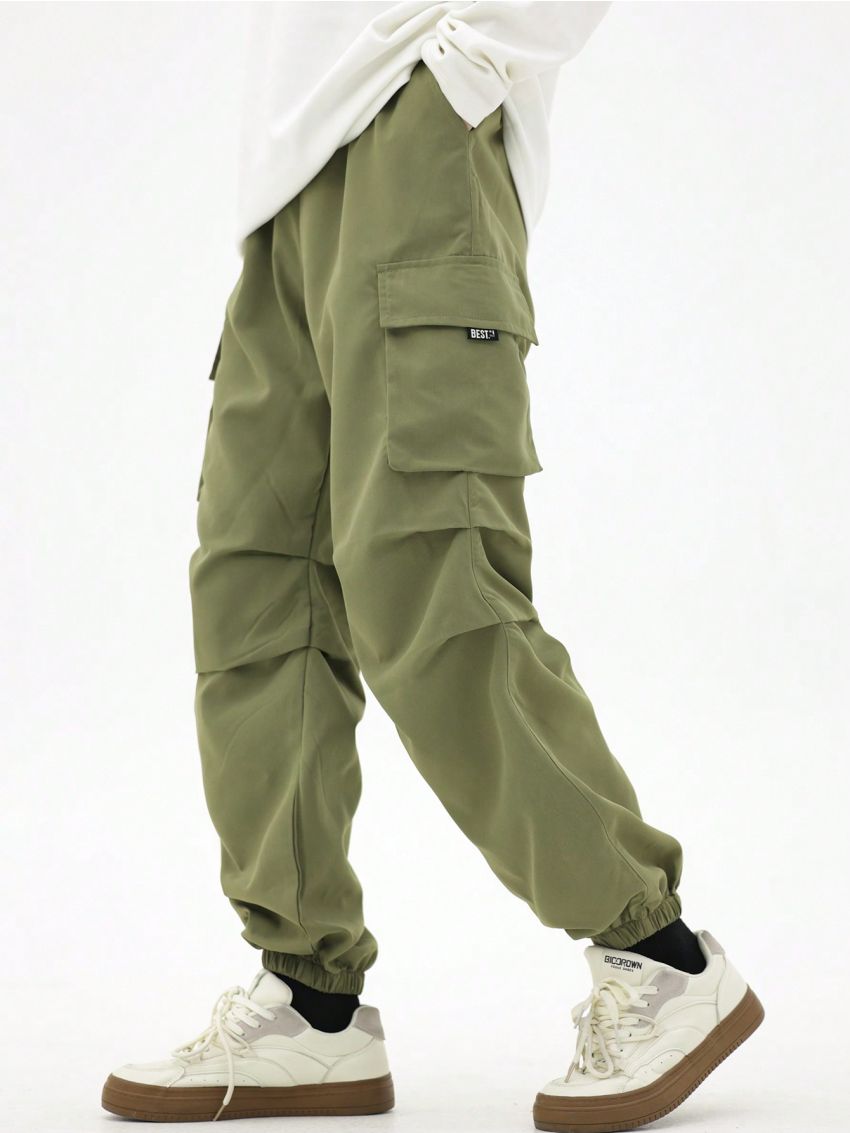 Teen Boys' Workwear Style Jogger Pants With Pockets, Casual