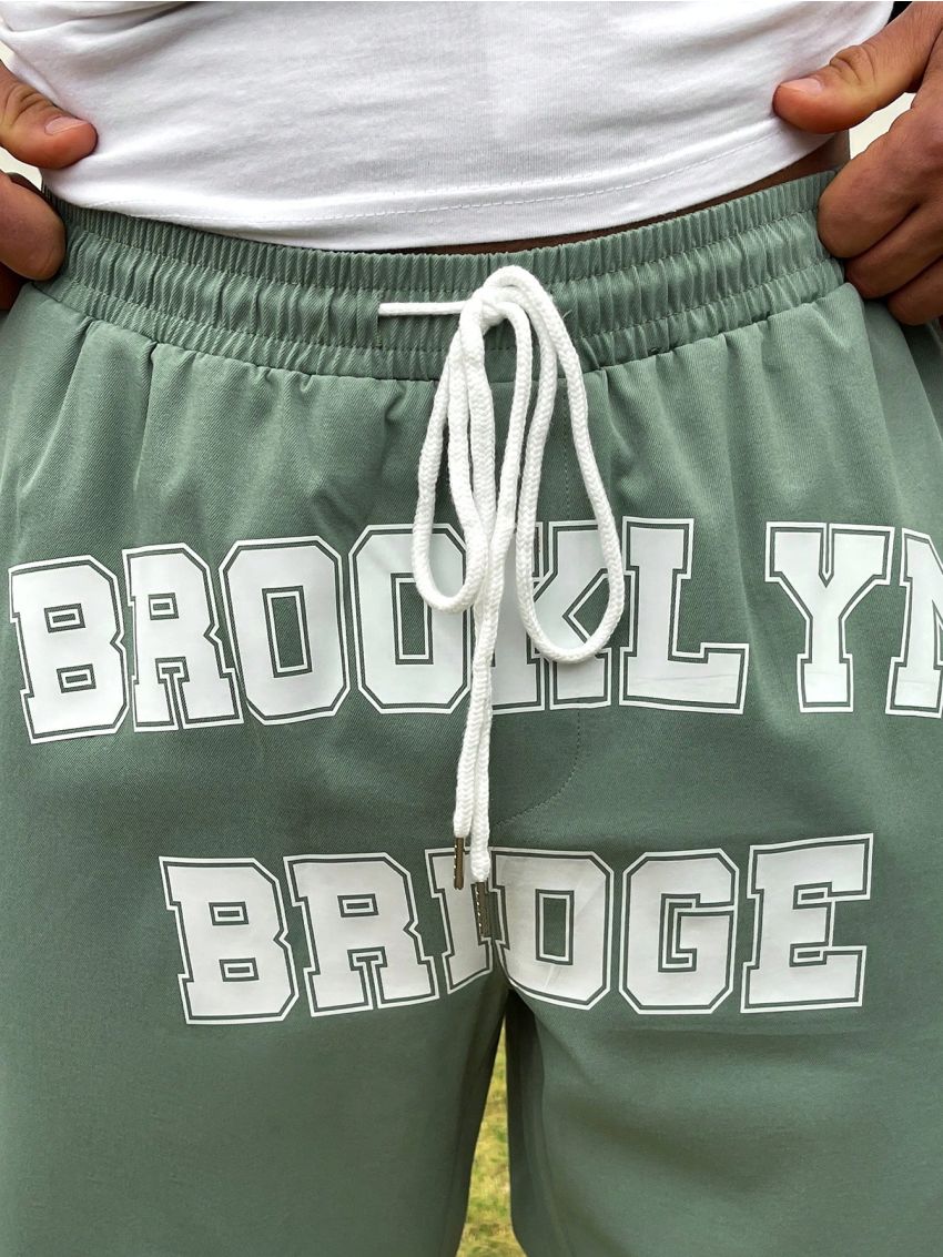 Manfinity Sporsity Men's Plus Size Cargo Pants With Letter Print And Pockets