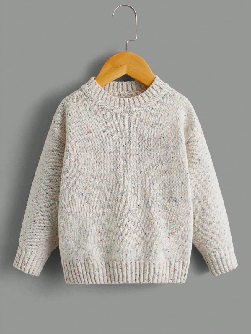 Little Girls' Colorful Dotted Drop Shoulder Sweater