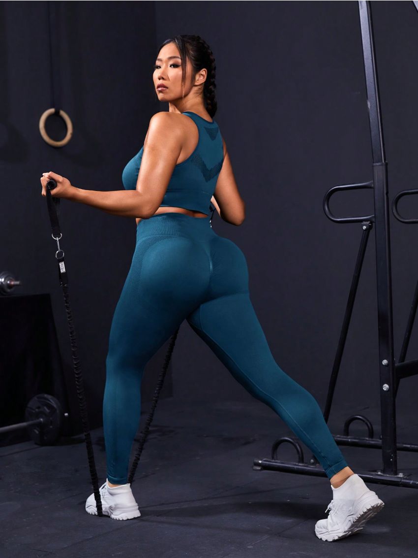 Running Plus Size Women'S Crop Top And Leggings Sportswear Set