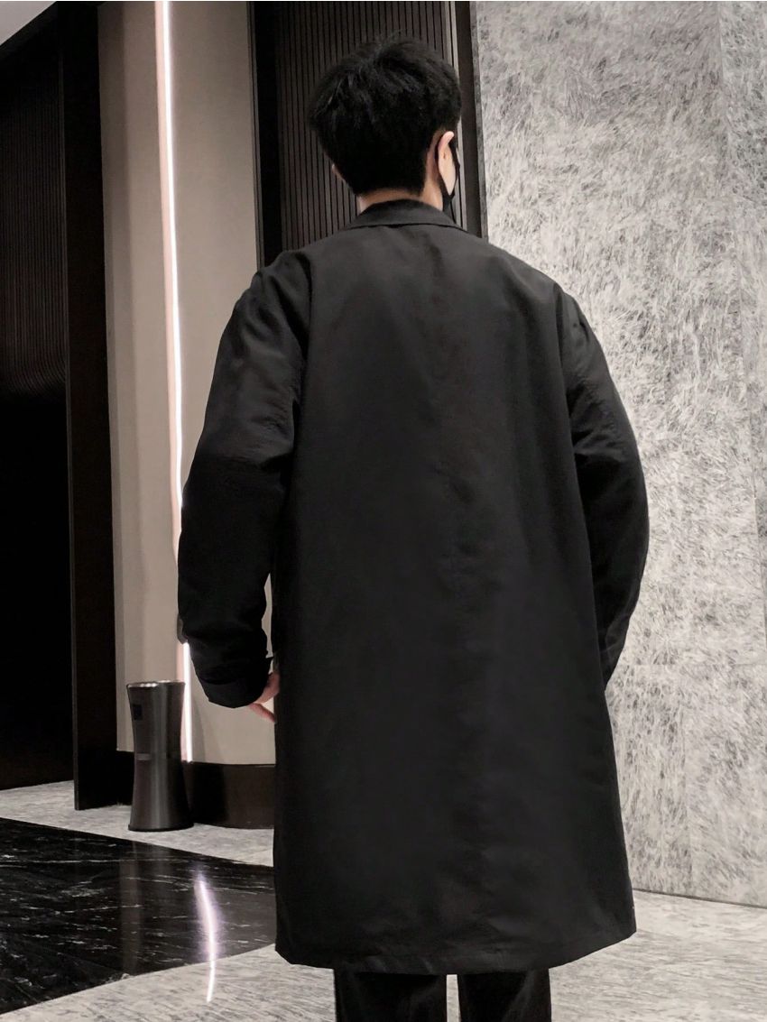 Men Double Breasted Drop Shoulder Trench Coat