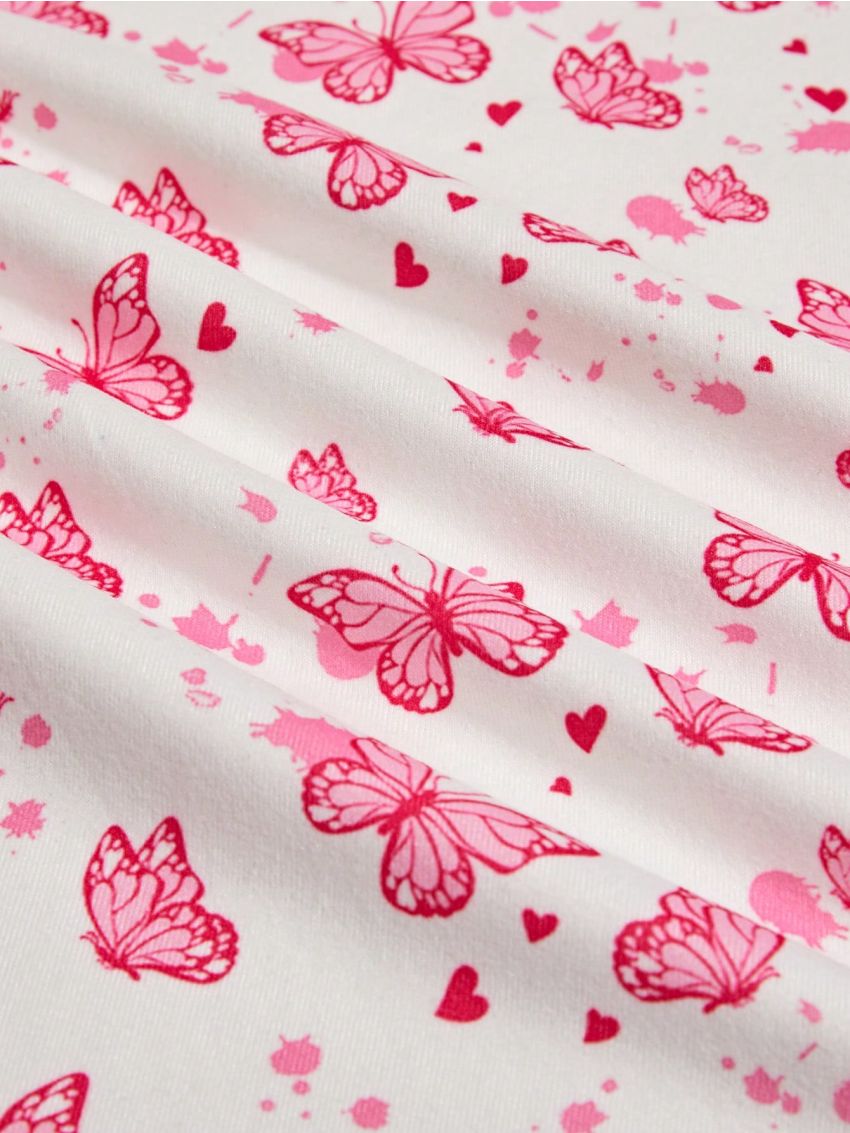 Butterfly Print Thermal Underwear Set