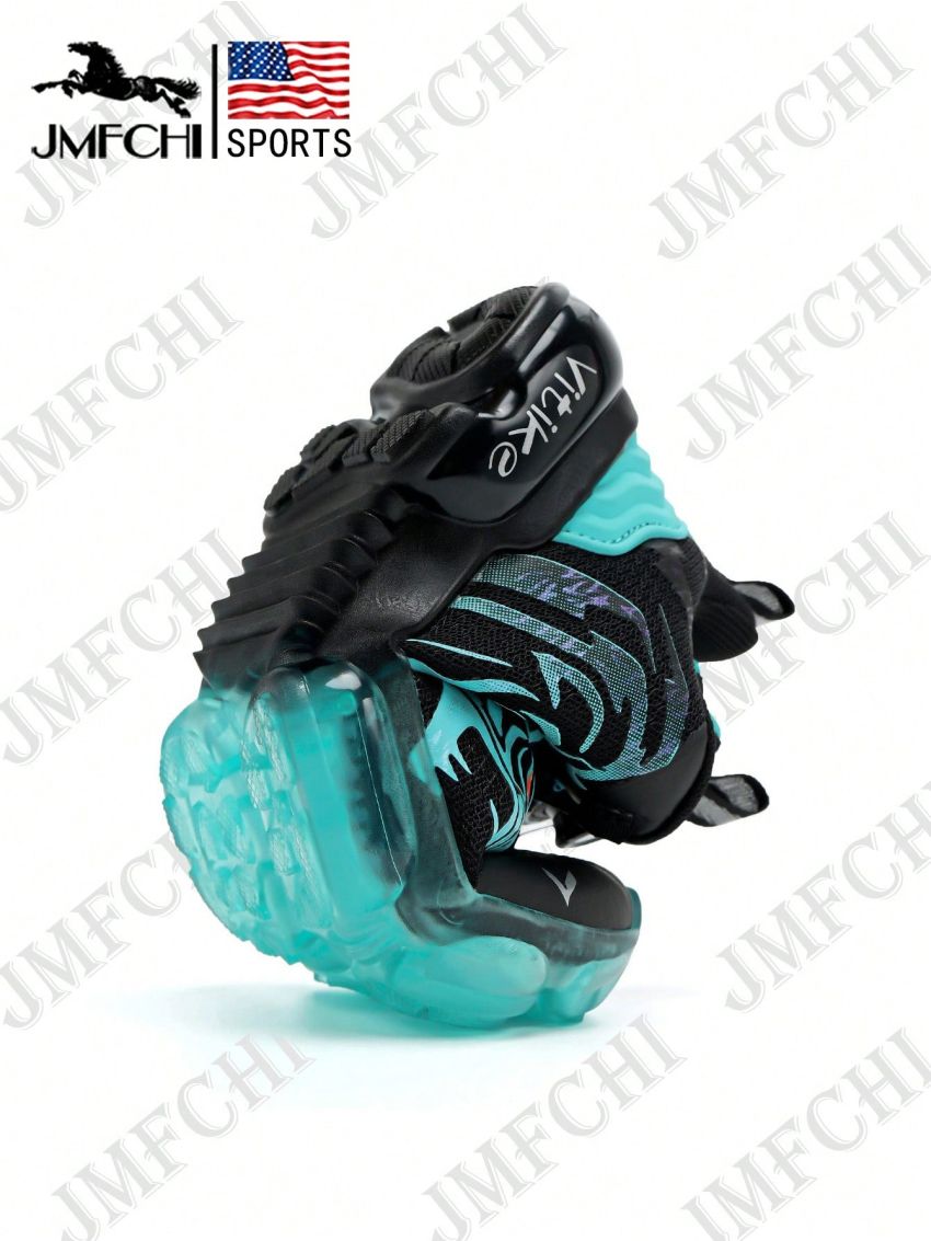 JMFCHI Kids Black and Blue Running Shoes Lightweight Breathable Boys and Girls Athletic Shoes Buckle