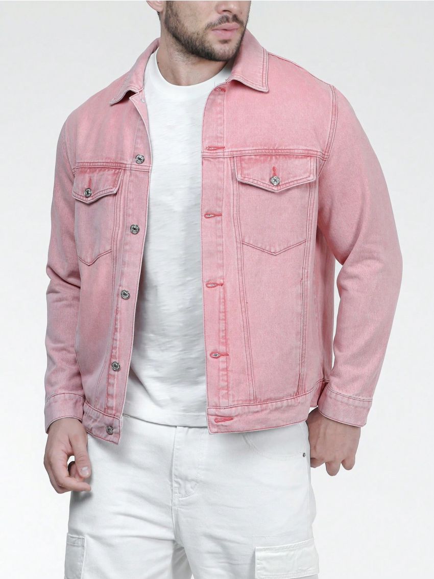 Men Plus Flap Pocket Denim Jacket