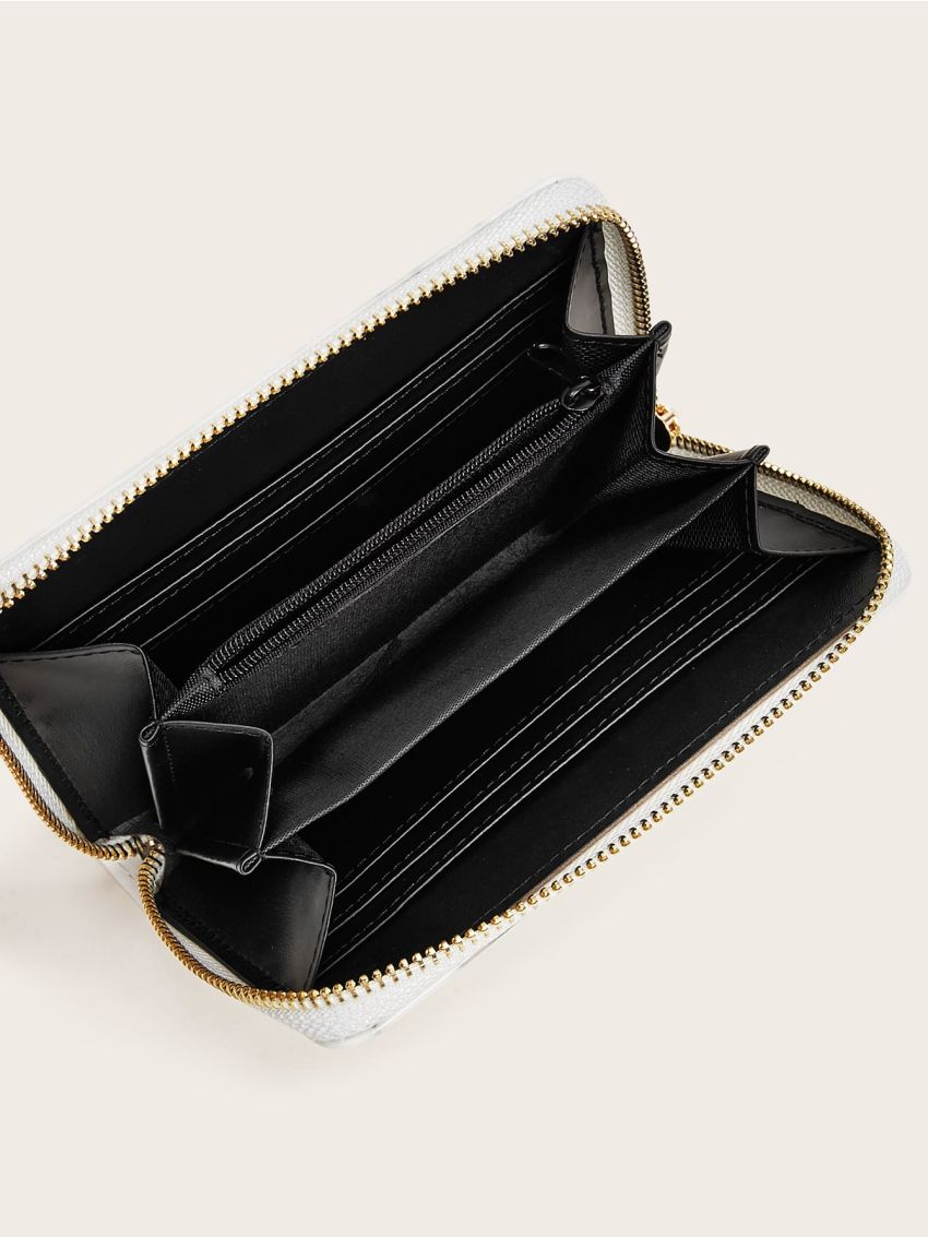 Marble Print Zipper Around Wallet