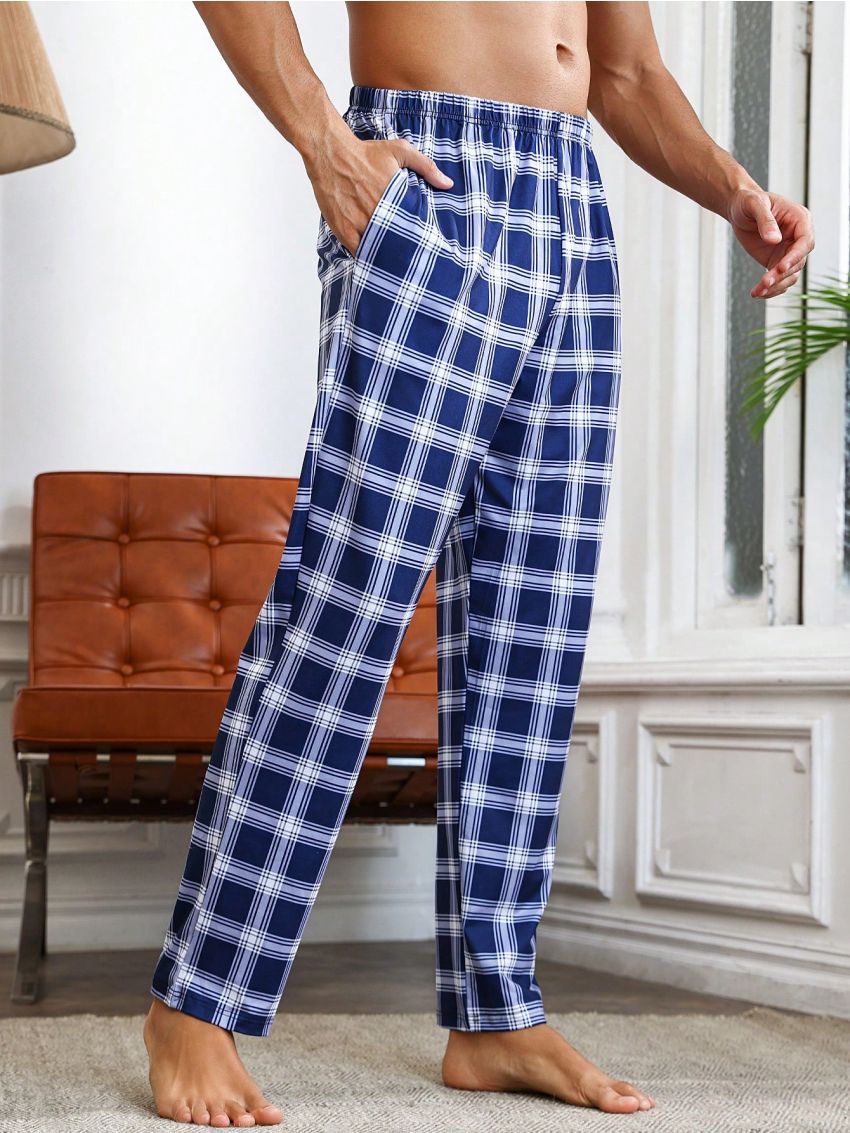 Men'S Plaid Pattern Home Wear Bottoms